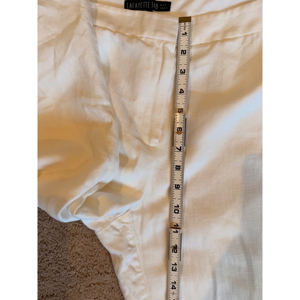 Lafayette 148 New York White Linen Wide Leg Trousers Pants Womens - Picture 6 of 16